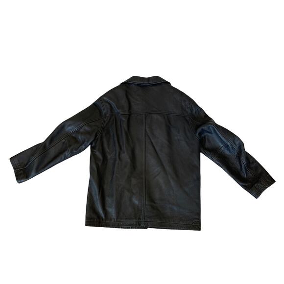 Matrix Vibes Black Leather Coat Mens Medium Removabe Lining Guess Vintage 90's - Picture 2 of 10